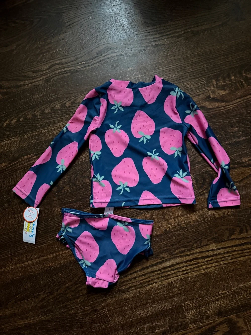 Carter's Toddler Girls' Navy & Pink Strawberry Rash Guard Swim Set